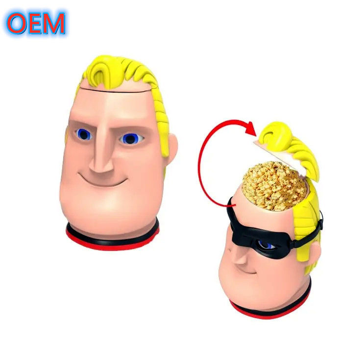كرتون البوبكورن دلو تخصيص، تصميم OEM عالية الجودة البلاستيك البوبكورن دلو